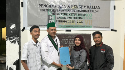 Caketum Badko HMI Sultra, Sarlan Lario Resmi Ambil Formulir Pendaftaran Menjelang Musda Ke-VII